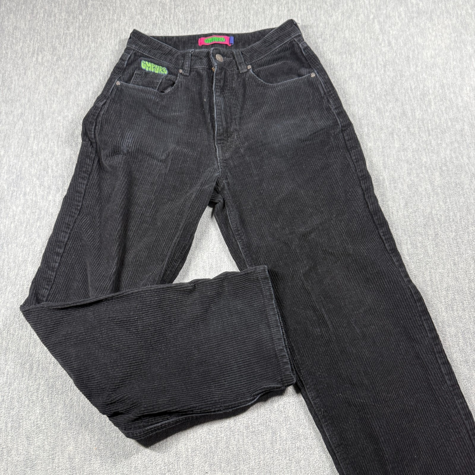 Empyre Pants Womens 2 Black Corduroy Straight Leg High Rise Skate Casual Trouser